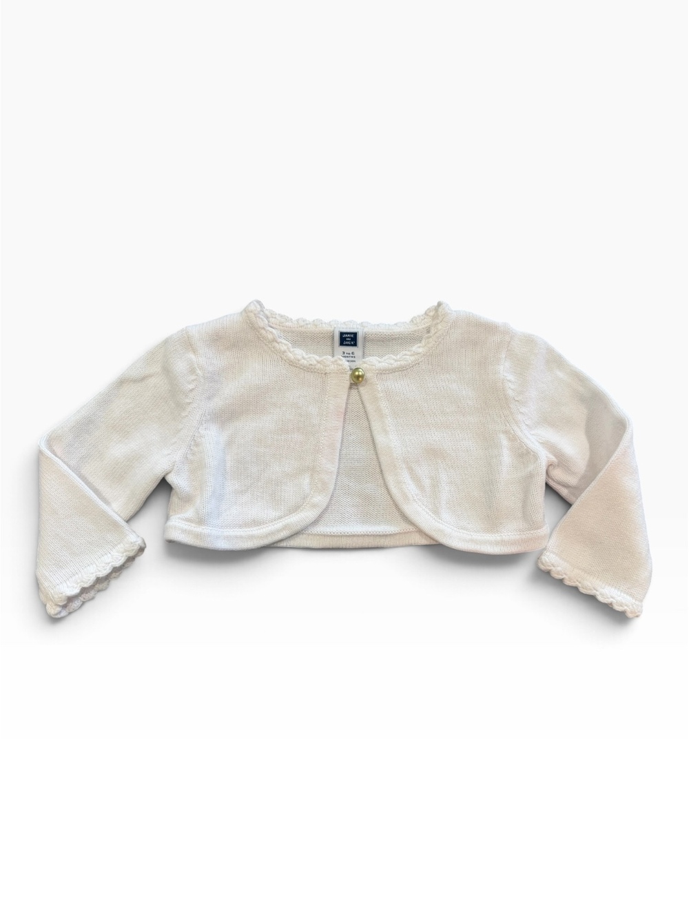 Janie and Jack Baby Girl Cream Knit Bolero Cardigan 3-6 Months